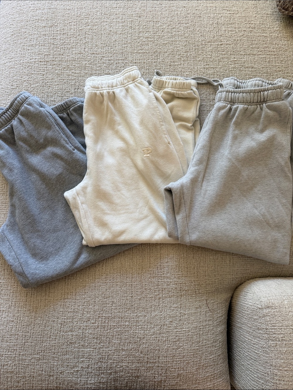 Set of 3 VS Pink sweatpants size S Cream & Gray